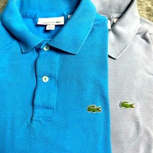 (2) Lacoste Mens Medium Collared Polo Short Sleeve Shirts Lot of Two